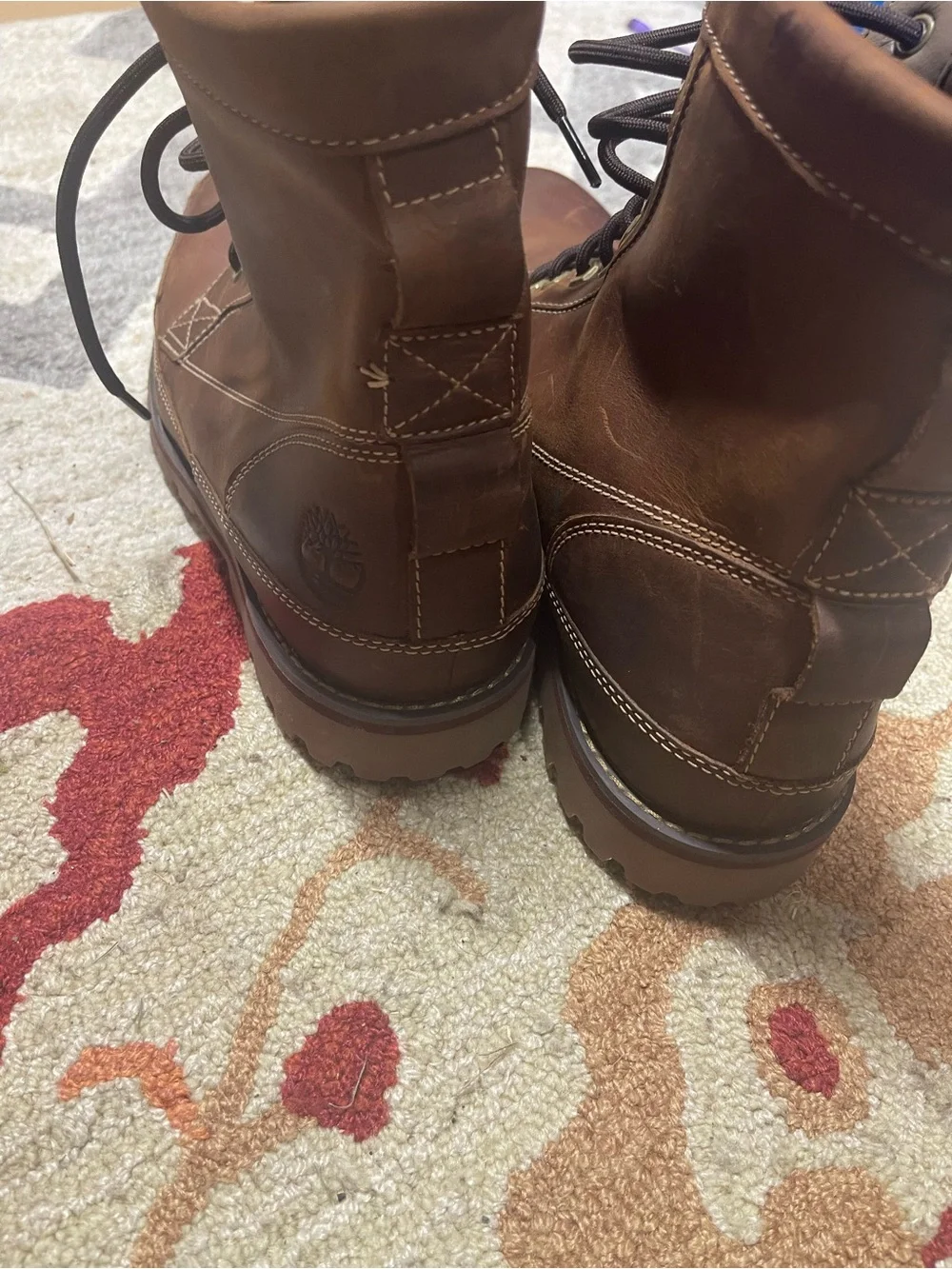 Used Timberland Men's Brown earth keepers Leather Lace-Up Boots Size 12, Great